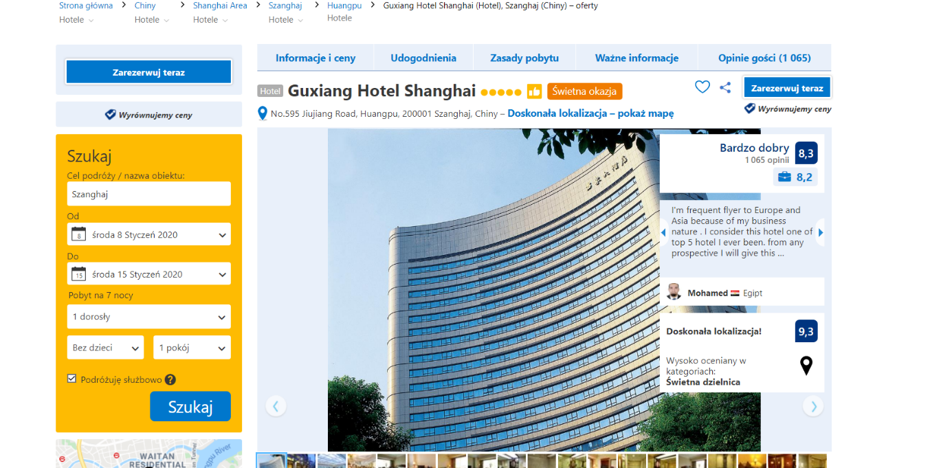 Hotel 5 gwiazdkowy w Szanghaju